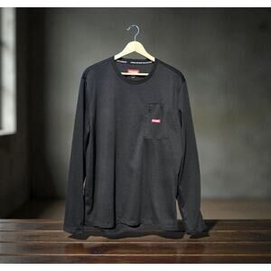 Mens Black Wrangler Crew Pullover Long Sleeve Shirt Large